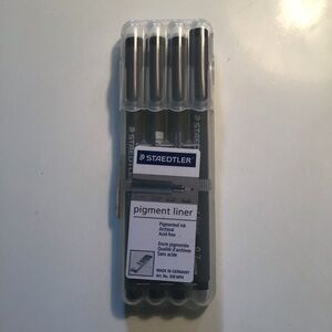4 Staedtler Pigment Liner Sketch Pens, Assorted Tips, Archival, Acid Free, Art